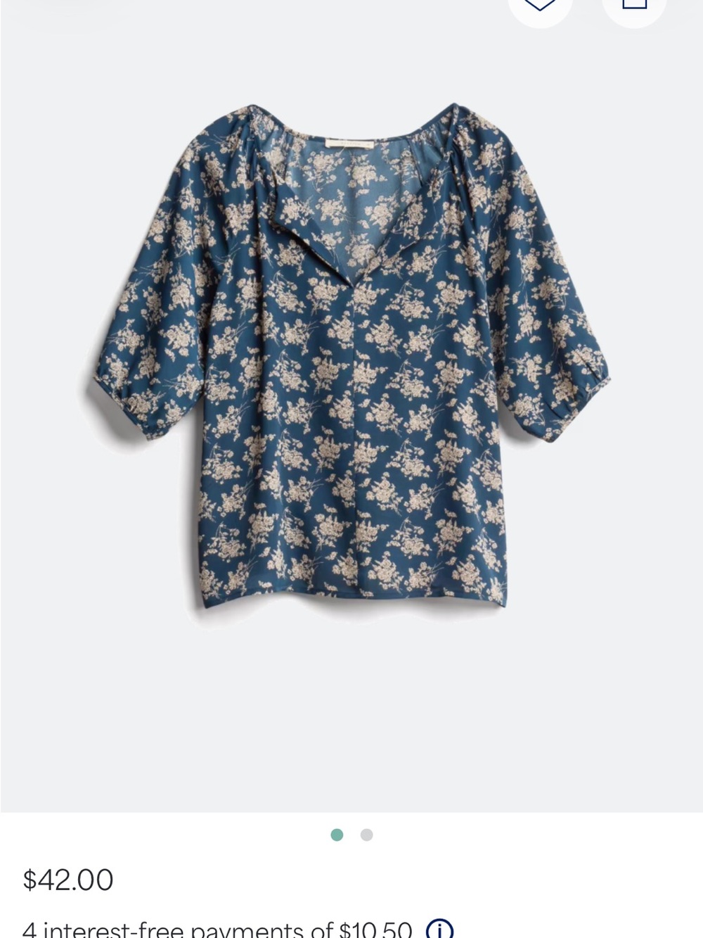 Fun 2 Fun Navy Floral Split-Neck Blouse